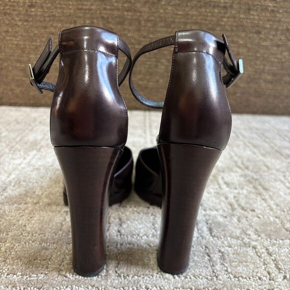 Gucci VTG 90s Mary Jane Platform Heels Womens 8.5B Brown Leather Ankle Strap Y2K - Picture 6 of 14